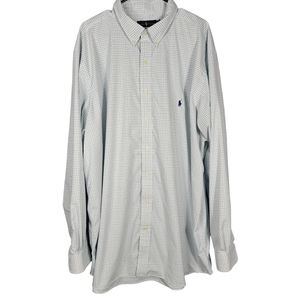 Ralph Lauren Performance Mens Check Button Up Shirt Size 3XLT Blue Green White